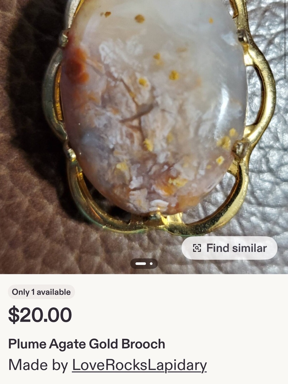 Gold-Tone Brown & Cream Agate Pendant Necklace - Picture 7 of 7